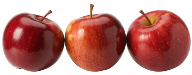 Three Red Apples fruit fresh isolated on a transparent background