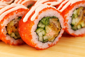 Sushi rolls crafted with vibrant colors and fresh ingredients
