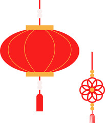Chinese New Year Lanterns and Knot Illustration