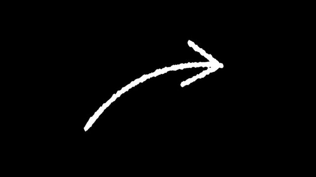 Hand-drawn animation icon with a white arrow on a black background. 4K