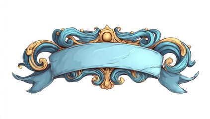 Cartoon Decorative Banner with Scrolls and Ribbons
