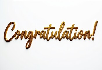 Golden congratulations sign celebrating achievement on white background