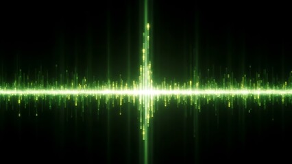 Vibrant green sound wave on black background