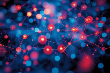 Blue and red social network interface, illustrating the interconnected nature of online platforms in a dynamic visual format, Generative AI