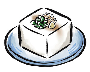 冷奴　筆タッチ手描きイラスト