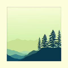 landscape background.wall art vector. Foliage line art drawing with abstract shape.