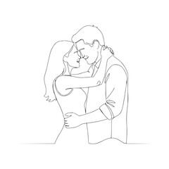 Minimalist Couple Embracing Line Art. Black and White Single Line Vector Icon of Romantic Hug for Wedding Stationery, Couples Therapy Logo, Anniversary Gift Art, or Relationship Wellness Generative AI