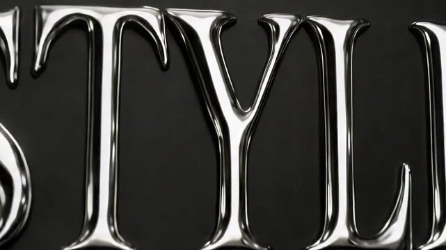 Shiny chrome letters spell STYLE against a black background.