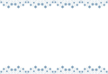Snowflake Border Decoration Hanging blue winter border  Snowflake border frame transparent background cutout png Horizontal banner with pale sky blue snowflakes and stars framing a white background