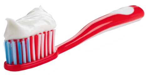 toothbrush with toothpaste isolated on transparent background