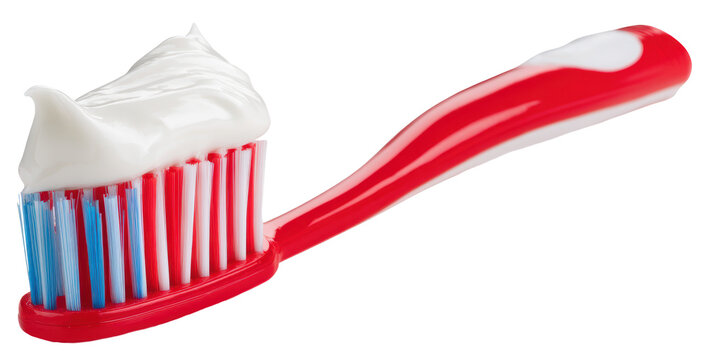 toothbrush with toothpaste isolated on transparent background