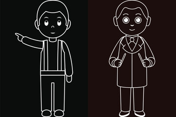 Cartoon Boy Pointing Gesture Illustration Vector Design