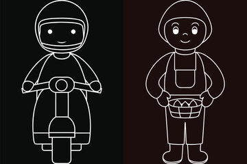 Delivery Rider And Courier Service Vector Illustration