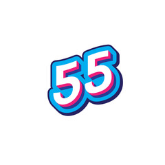 Illustration of the number with modern typography in bright blue, white, and pink colors on a white background. Suitable for celebration concepts, achievements, anniversaries, and milestones themes.