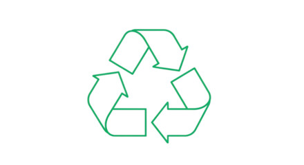 Obraz premium Iconic green recycling symbol on a clean white background, representing sustainability and environmental care.