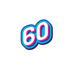 Illustration of the number with modern typography in bright blue, white, and pink colors on a white background. Suitable for celebration concepts, achievements, anniversaries, and milestones themes.