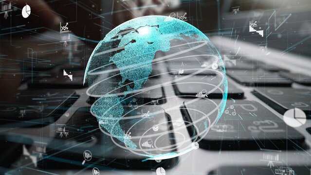 A stunning digital representation of a global network, featuring a 3D Earth illustration and data charts, emphasizing modern technology and business communication themes. Xenic - Powered by Adobe