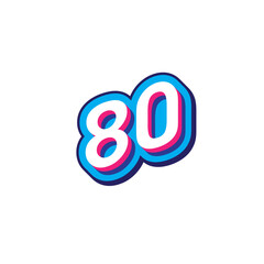 Illustration of the number with modern typography in bright blue, white, and pink colors on a white background. Suitable for celebration concepts, achievements, anniversaries, and milestones themes.