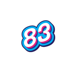 Illustration of the number with modern typography in bright blue, white, and pink colors on a white background. Suitable for celebration concepts, achievements, anniversaries, and milestones themes.