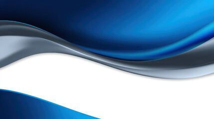 Fototapeta premium Blue wave background with smooth silver and white flowing curves creating modern abstract design