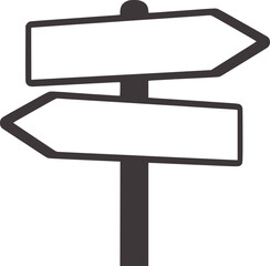 Fototapeta premium Two blank directional arrow signs a single post in black silhouette