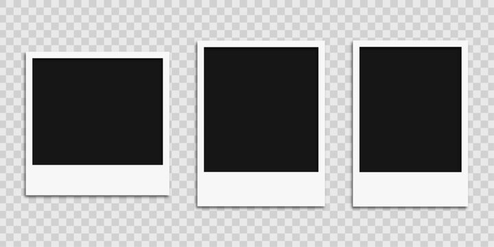 Realistic polaroid empty photo frame mock up with shadow Vector illustration