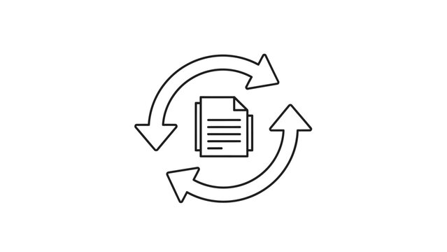Minimalist icon representing document synchronization or data exchange process