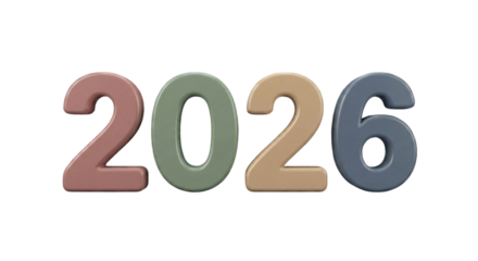 Celebrating the year 2026 isolated on transparent background