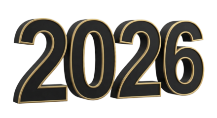 Celebrating the year 2026 isolated on transparent background