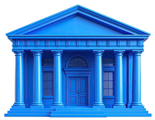 Obraz premium Blue neoclassical building facade with columns and windows