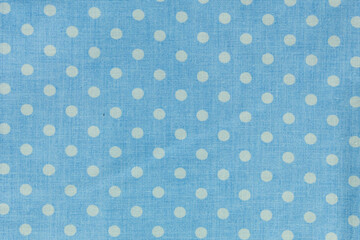 pattern blue fabric with white polka dots