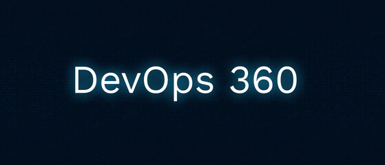 DevOps 360 Professional Text on Abstract Blue Technology Network Background