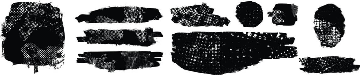 Grunge Paint stripe . Vector brush Stroke . Distressed banner . Black isolated paintbrush collection . Modern Textured shape . Dry border in Black 