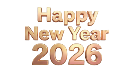 Wishing you a happy new year 2026 isolated on transparent background
