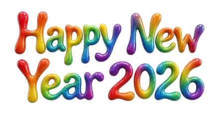 Happy new year 2026 isolated on transparent background