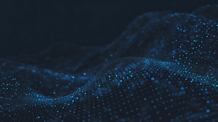 Abstract Blue Digital Dots Wave on Dark Background