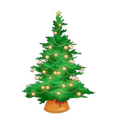 Christmas tree clipart and sticker. Handdrawn illustration with transparent background