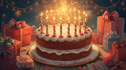 birthday cake with candles