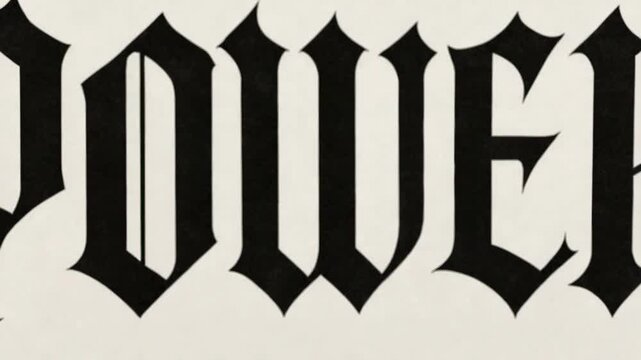 POWER written in a bold blackletter (Gothic) typeface.