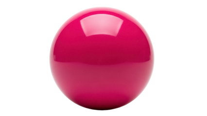Isolated pinkish-red sphere, ball or orb with shiny surface, smooth and reflective, perfect circle