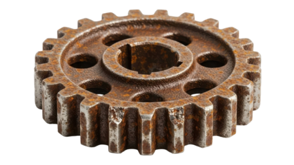 Rusted Metal Gear Wheel Detailed Macro Shot Isolated Black