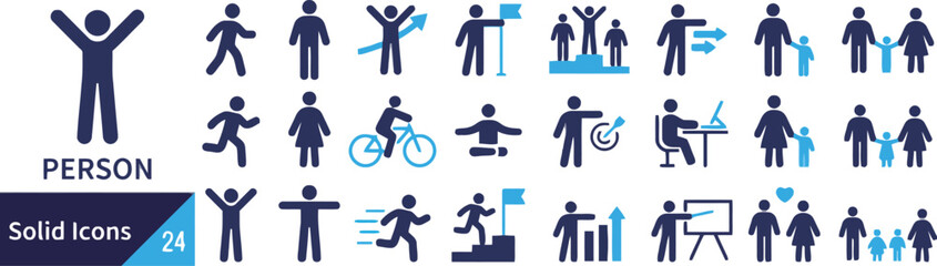 Person solid icons set collection vector graphic design
