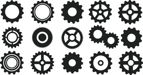 Set of Cogwheel Gears Vector Illustration on Transparent Background