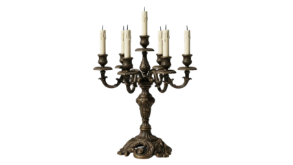 Antique Candelabra With Six Candles Standing Alone