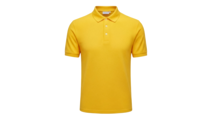Isolated golden yellow polo shirt, short sleeve casual wear garment on display for sale