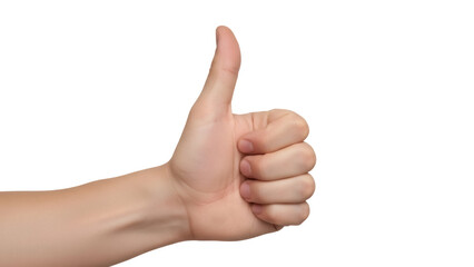 Isolated hand with thumb up in a gesture of approval, acceptance, positive sign and like