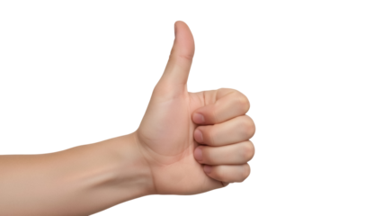 Isolated hand with thumb up in a gesture of approval, acceptance, positive sign and like