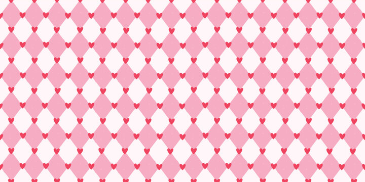 Valentine's day rhombus seamless pattern decorated with red hearts for prints, wallpapers, textile, backgrounds, banners, wrapping papers, product packaging, etc. EPS 10