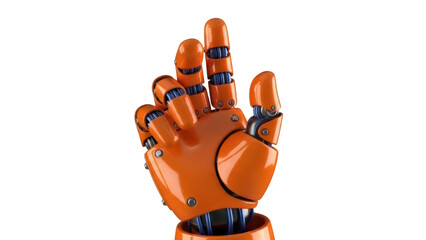 Isolated mechanical robotic hand, science fiction style with futuristic design, technology art