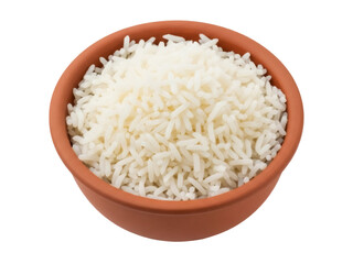 Isolated bowl of cooked rice ready to be served as a food component for main meal item